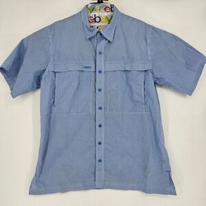 GameGuard Shirt Mens Large Short Sleeve Blue Gingham Button Up Vented